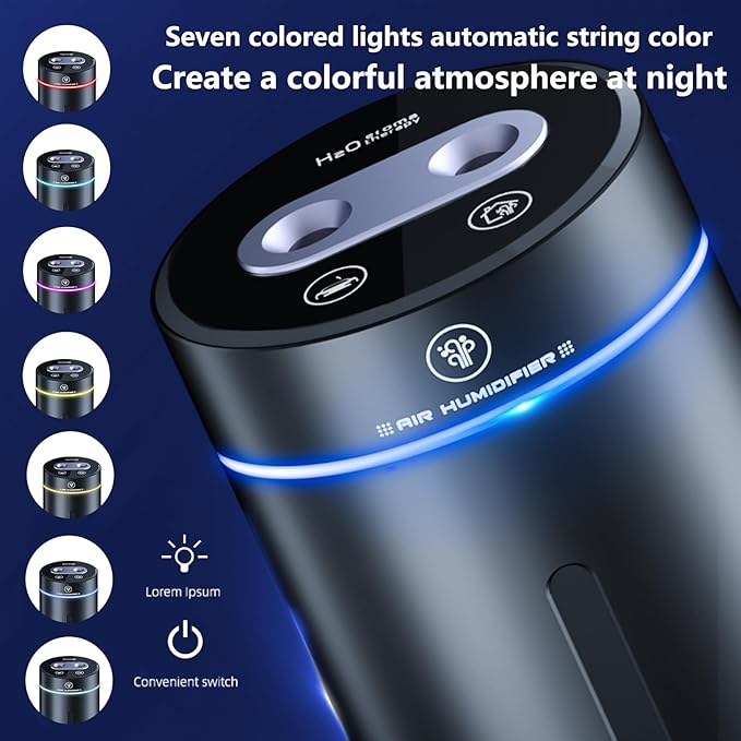 Smart Car Air Freshener,Aromatherapy Scent Diffusers Oils Humidifier,Ultrasonic Atomizer,Adjustable Concentration,Auto On/Off,Built-in Battery,40ml French Natural Fragrance(Gun Color)