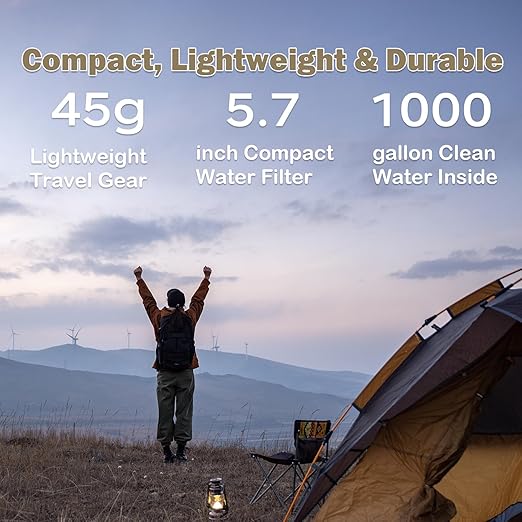 Miniwell L630 Portable Water Filter with Upgraded Vacuum Packaging - 25 Year Storage, Long Lasting and Versatile Usage Options, 2 Pack Filter and 1L Bottles