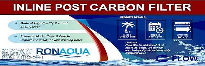 T33 Inline Coconut Grade Activated Carbon Pre/Post Membrane Filter for Taste and Odor Reduction WELL-MATCHED with AICRO, K2533JJ, FT15, IC-100A (Set of 10)