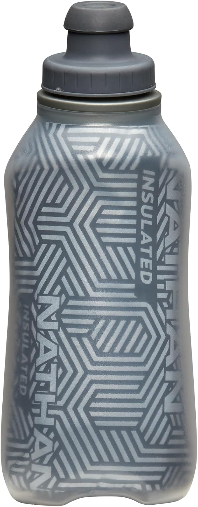 Nathan SpeedDraw 2 Insulated Handheld Running Water Bottle Flask 18oz – Double-Wall Insulation, Ergonomic Grip, Blast Valve Cap, Phone & Key Storage Pockets, Reflective Design