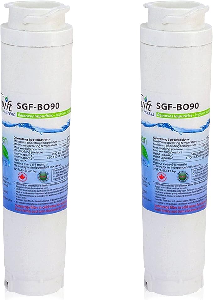Swift Green Filters SGF-BO90 Compatible Refrigerator Water Filter for 644845,740570, Borplftr10,9000194412,9000077104, Made in USA, White (2 Pack)