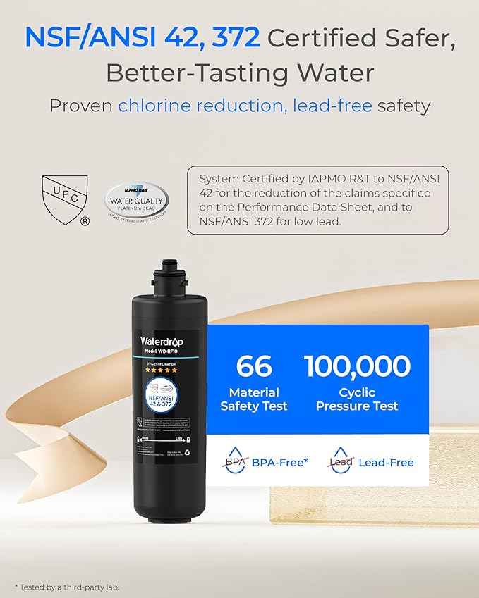 Waterdrop RF10 Replacement Filter Cartridge for 10UA/10UB Under Sink Water Filter, Reduces PFAS, PFOA/PFOS, Lead, Chlorine, Bad Taste & Odor, NSF/ANSI 42 Certified, 11K Gallons High Capacity, 2 PACK