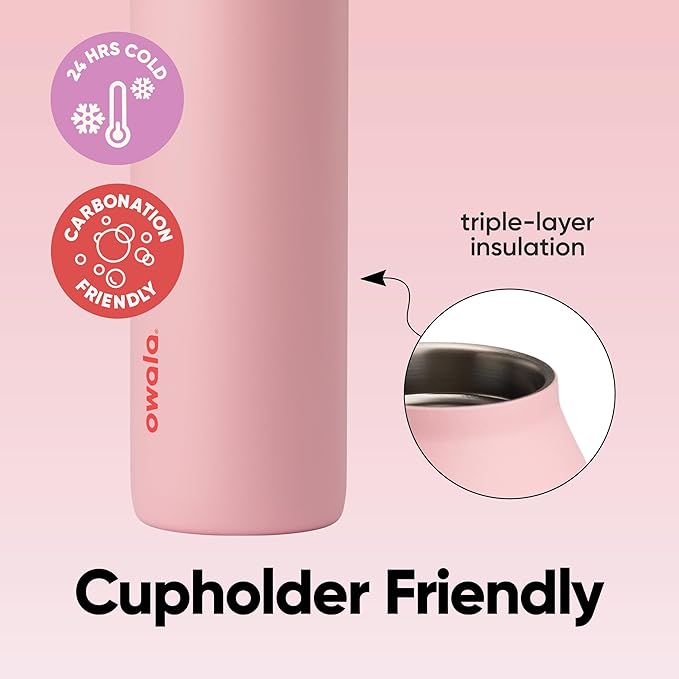 Owala FreeSip Twist Insulated Stainless Steel Water Bottle with Straw for Sports and Travel, BPA-Free, 24-oz, Fruit Punch