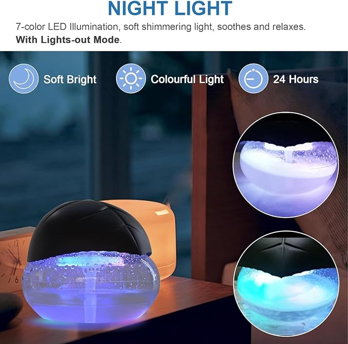 Air Purifier (Green) - Water Filter Air Washer For Home and Office - Essential Oil Aroma Diffuser With LED Night light - Small Air Cleaner For Smoke and Pets (Green)