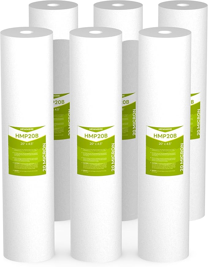20 Micron Whole House Water Filter Cartridge, Sediment Filters for Well Water, Universal Replacement for Any 20 inch Big Housings - 20