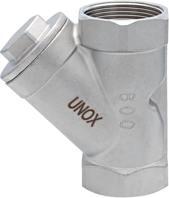 UNOX 3/4" Y-Type Stainless Steel Industrial Strainer - AISI 304 - Water Oil Filter for Plumbing Tools & HVAC Systems, Heavy-Duty Pipeline Protection, PN6/PN10 Rated