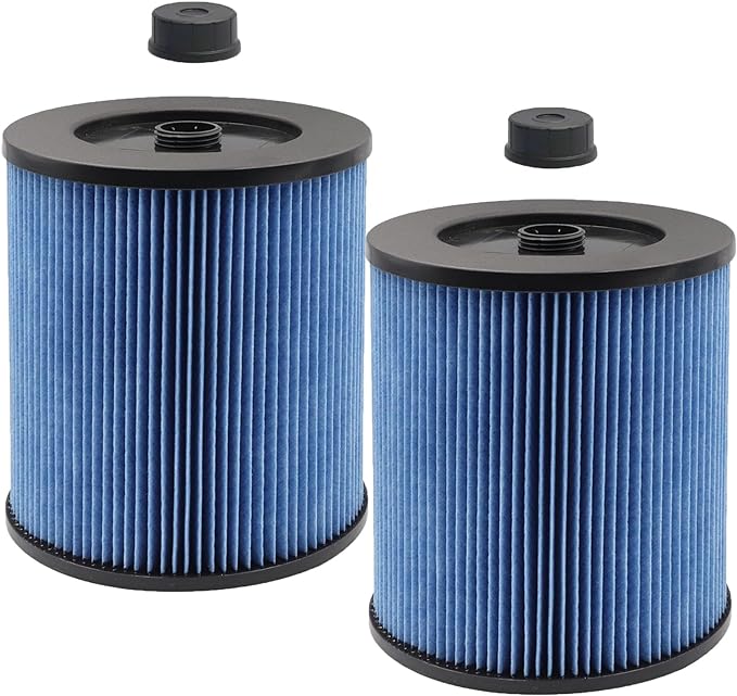 MZY LLC 2 Pack 17907 Cartridge Filter for Craftsman Shop Vacs 5 to 20 Gallon, 3-Layer Pleated 9-17907 Wet/Dry Fine Dust Filter - AquaVibe