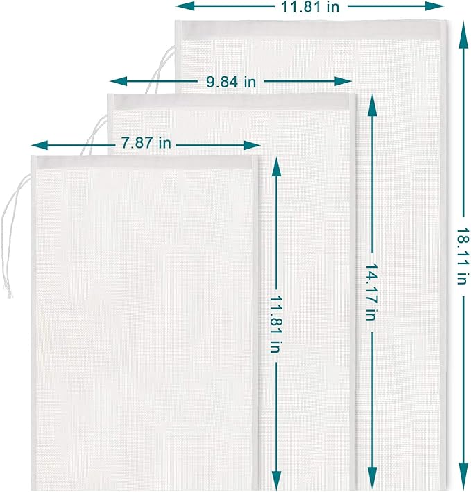 Boao 6 Pack Nut Milk Bags - Reusable Food Strainer Bags with Fine Mesh Nylon Drawstring, 3 Sizes