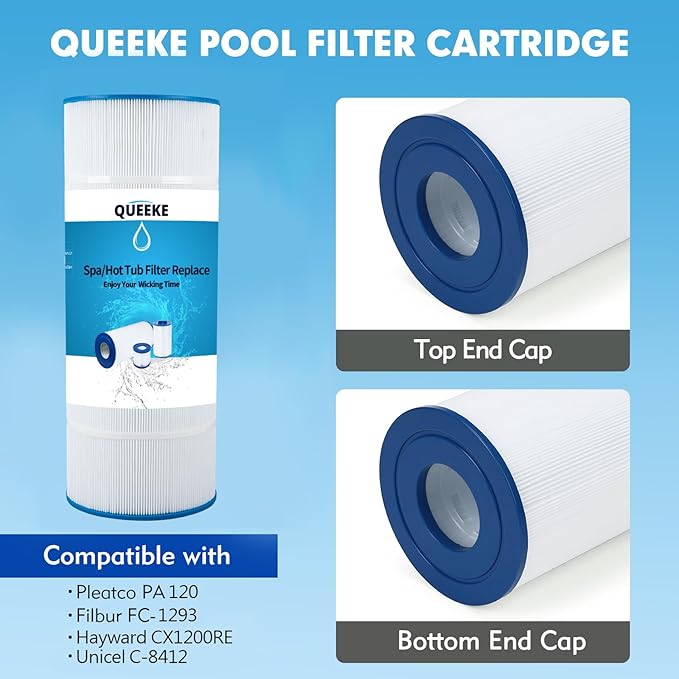 Pool Filter Replacement Compatible with PA120, Hayward C1200,CX1200RE, Filbur FC-1293, Ultra-B2, Waterway Clearwater II, Pro Clean 125, 817-0125N, C-8412, L x OD:23 1/4" x 8 15/16 (2 PCS)