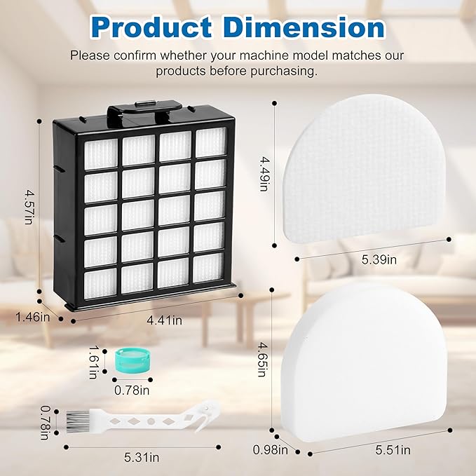 AZ4002 AZ4000 AZ4002W HEPA Filter Replacement Compatible with Shark POWERDETECT Upright Vacuum Cleaner and Shark Powered Lift-Away Heavy Duty Vacuum Suction, 6 Foam, 6 Felt, 2 HEPA, 2 Odor Cartridge - AquaVibe