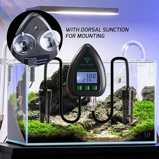 Smart Water Quality Tester 5 in 1 pH TDS SG Temp Salinity Tester WiFi Water Quality Meter Data Logger pH Tester TDS Tester Remote Monitor Alarm Notification and Record for Aquarium Hydroponics Pond
