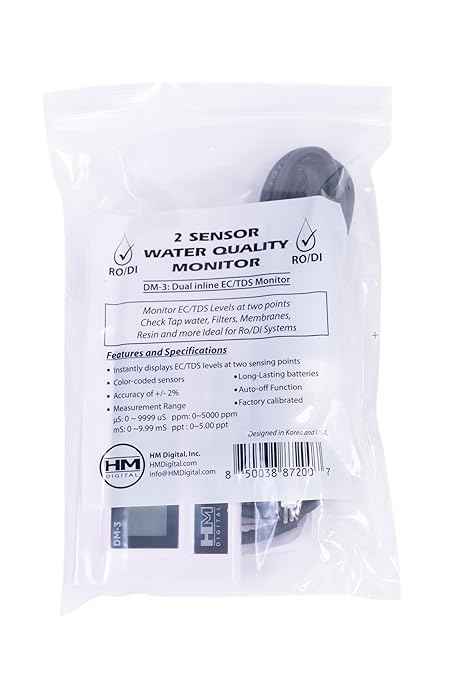 HM Digital DM-3 Inline Dual TDS/EC Monitor Meter, Upgraded DM-2 DM-2EC