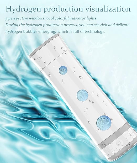 Portable Hydrogen Water Bottle Generator, 350ml USB Charge Hydrogen Water Maker, Rich Water Ionizer Machine for Fitness, Daily Drinking (White)