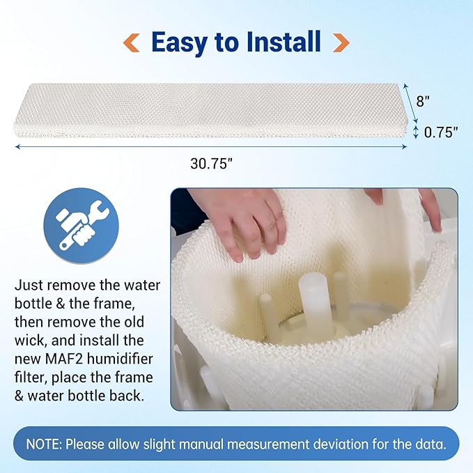 MAF1 Humidifier Wicking Filter Compatible with Air-Care, Emerson, Essick, MoistAir Filters MA0950 MA1200 MA1201, Ken More 14906, 14410, 14411 Humidifiers (4) - AquaVibe