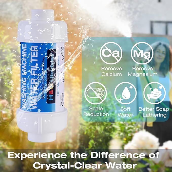 H&G Lifestyles Inline Sediment Anti-Scale Filter, Water Hose Filter, Reduce Water Hardness,with 3/4" GHT Prevents Scale Build Up On Washing Machine Water Heater Patio Swamp Cooler and Plant 2 Packs