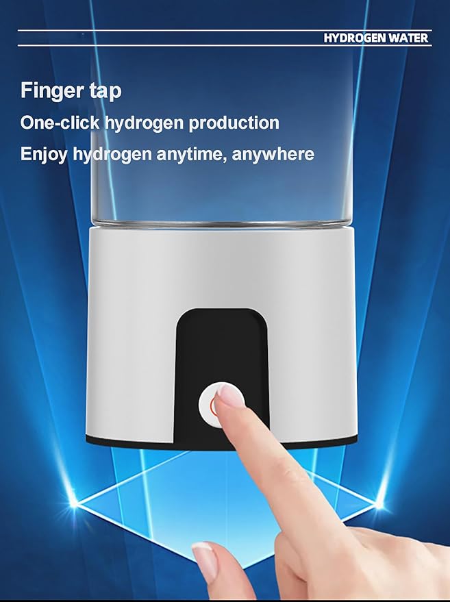 Portable Hydrogen Water Bottle Generator, 3 Minutes Rapid Electrolysis with SPE Technology, Hydrogen Water Ionizer Machine, 220 ml White