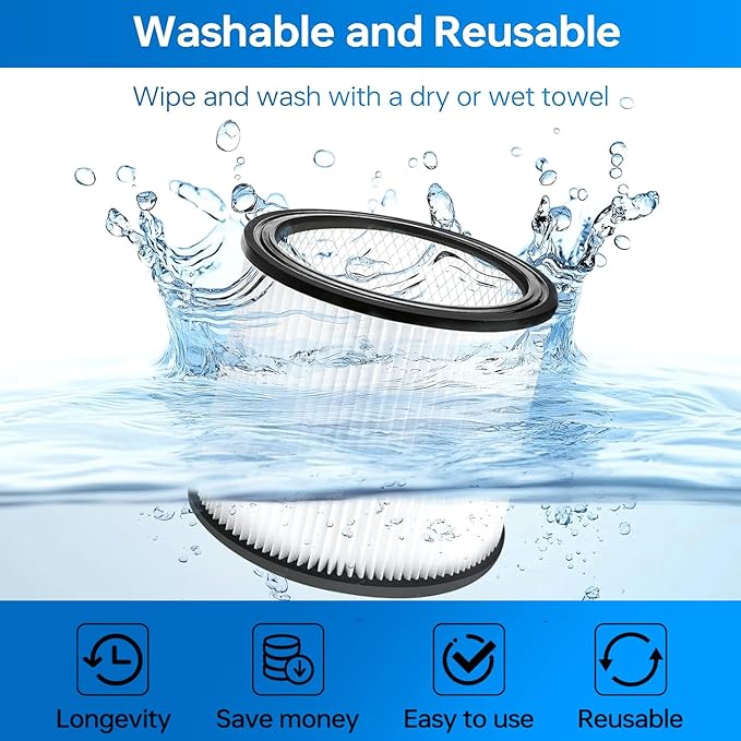 True HEPA Cartridge Filter Replacement - Compatible with Shop Vac 90304, 90350, 90333, 903-04-00, 9030400, 90585 - Compare to Shop Vac Filter Type-U (2 Filter + 2 Foam Filter) - AquaVibe