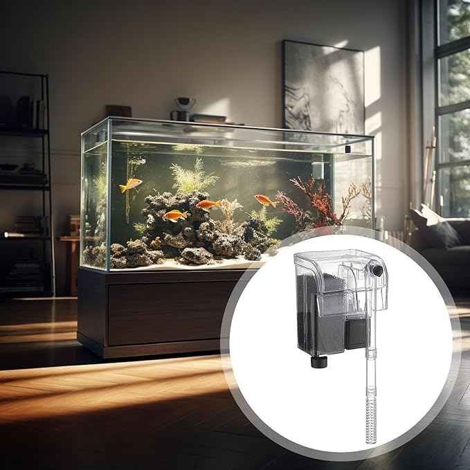Auto Start Hang on Back Aquarium Adjustable Quiet Fish Tank Hob for Freshwater Accs, A