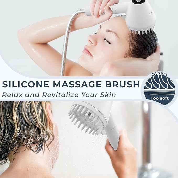 Ryamen 2026 Magnetic Filtered Shower Head with Handheld– High Pressure Showerhead with Power Wash Mode, Chlorine Removal, Massage Brush, Pressure Adjustable, One-Touch Pause & Stainless Steel Hose