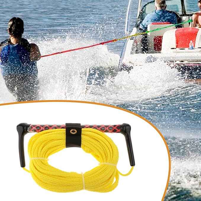 Water Ski Rope Wakeboarding Tow Line with Handle Grip Heavy Duty Water Ski Tow Rope Wakeboard for Surfing Accs, Yellow Rope
