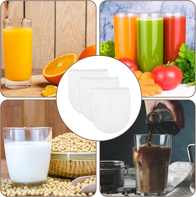 Cheese Bags, 3 Pack 12" x 10" Nylon Reusable Fine Mesh Cheesecloth Strainer Nut Tea Beer Juice Filter Cloth for Cold Brew Coffee Yogurt Almond Soy Oat Milk