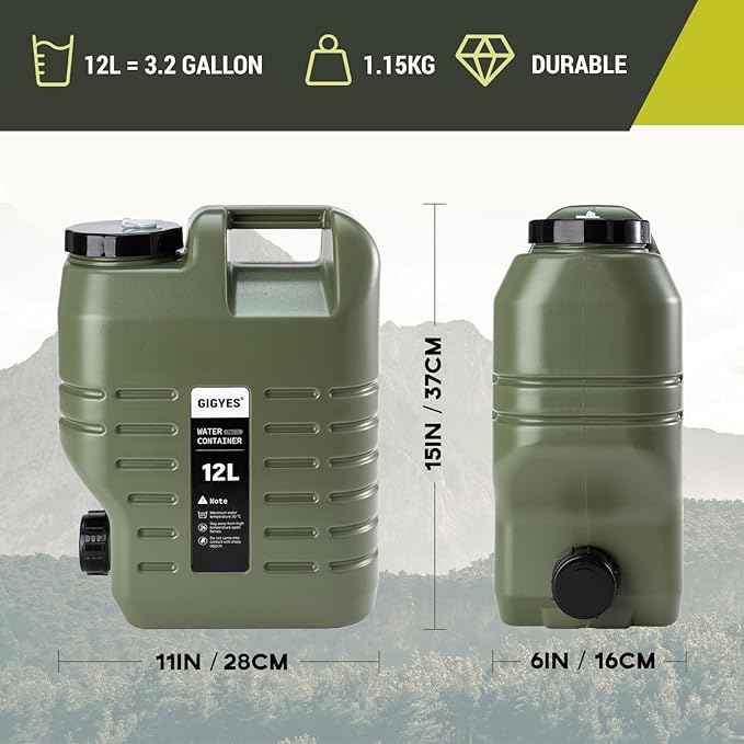 3.2 Gallon Camping Water Jug with Spout, No Leakage Food Grade Camping Water Tank with Spigot for Picnic, BBQ Supplies