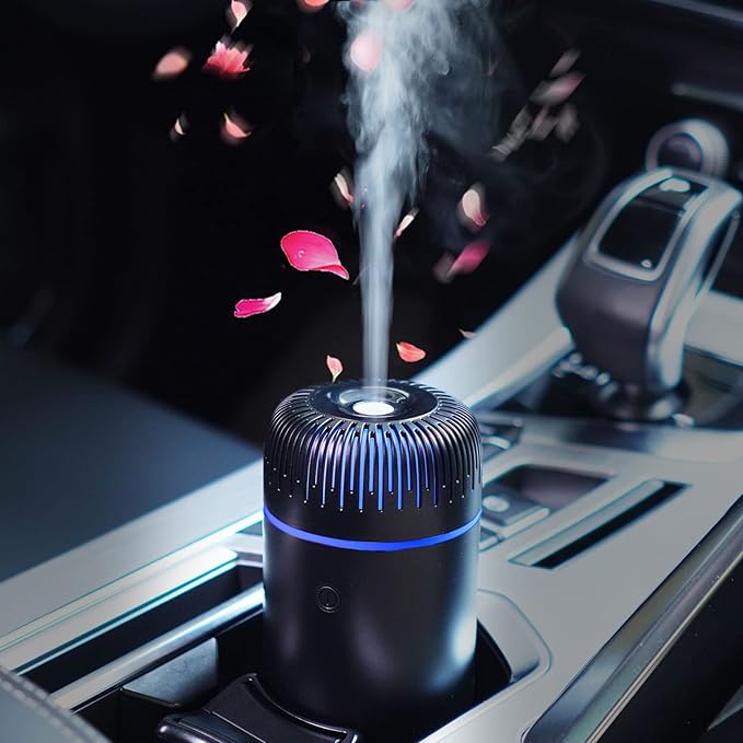 Car Diffuser Humidifier USB Aromatherapy Essential Oil Air Freshener USB Cool Mist Mini Portable Diffuser for Car Home Office Bedroom (Black)