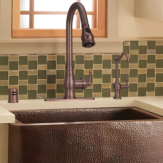 Akicon Brass Kitchen Faucet Drinking Water, Fits Most RO Units or Filtration Systems, Non-Air Gap, Cold Water Only (Antique Bronze)