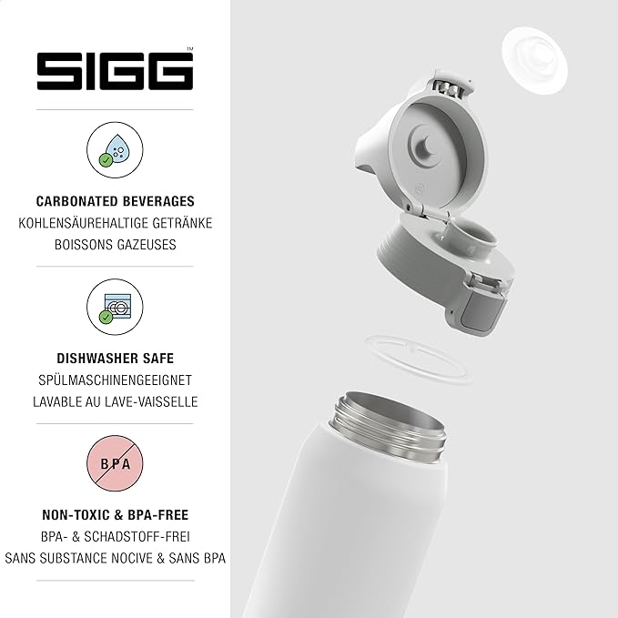 SIGG - Shield Therm- Stainless Steel Insulated Water Bottle - Carbonated Drinks, Leakproof, BPA Free, Recycled, 25, 34Oz