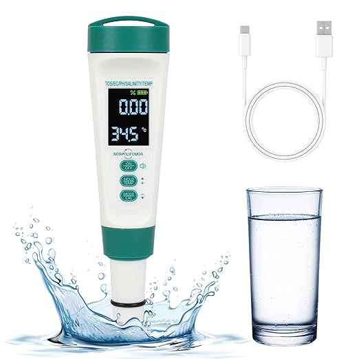 Pool Salt Tester,pH Meter with Audio, TDS/PPM Tester for Swimming Pool, Hot Tub Spas,Aquariums & Hydroponics,Battery Power