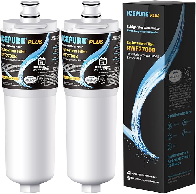 ICEPURE PLUS CS-52 Refrigerator Water Filter Replacement for Bosch 640565, Whirlpool WHKF-R-PLUS, EVOLFLTR10, Cuno CS-52, CS-51, CS-450, CS-451, CS-452, 5553629, 55866-05, 55866-06, 5586606, 2 Pack