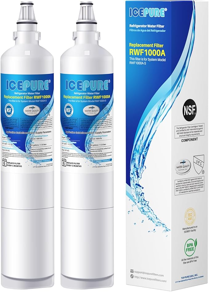 ICEPURE 5231JA2006A Replacement for LG LT600P, KENMORE 9990, 5231JA2006B, KENMORECLEAR 46-9990, 5231JA2006A-S, WFC2001, LSC27931ST, LFX25960ST, FML-2,RWF1000A Refrigerator Water Filter 2PACK