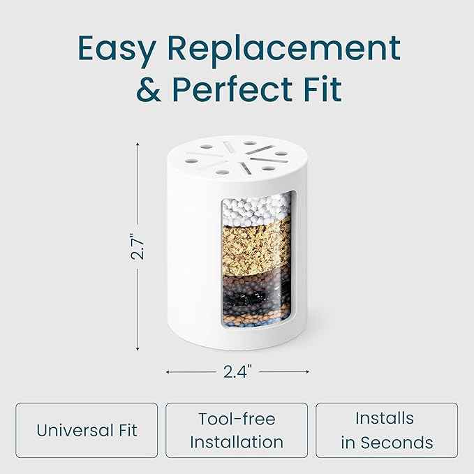 LAIFsolutions Vortex-Action Shower Filter – Advanced Redox Purification with Copper-Zinc KDF for Hard Water – Reduces Chlorine & Heavy Metals – Revitalizes Skin & Hair (Replacement KDF Filter)