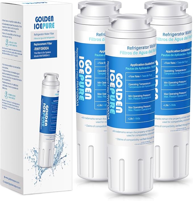 GOLDEN ICEPURE RWF0900A Replacement for MAYTAG UKF8001, Whirlpool Filter 4 EveryDrop EDR4RXD1, KRFC300ESS01, 46-9006, PUR Puriclean II Replacement Water Filter 3PACK