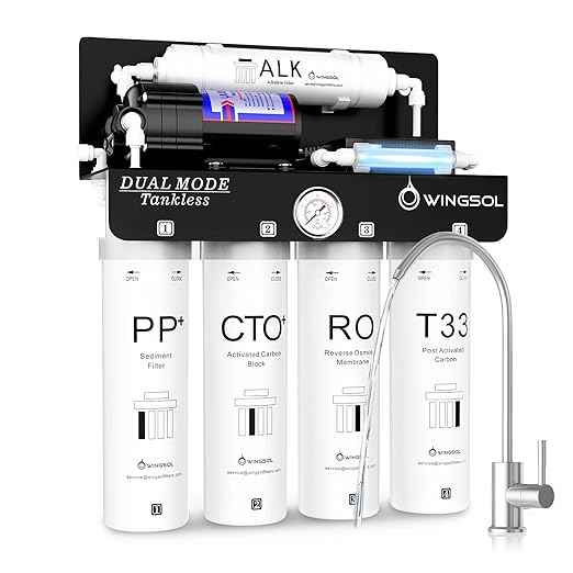 WINGSOL Reverse Osmosis Water Filter, Mineral Alkaline UV Space-Saving Tankless RO System, Remineralize pH+ 12-Layer Filtration Under Sink, NSF/ANSI 42&53&58 Certified,Plug-in Required - AquaVibe
