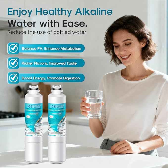 ICEPURE Alkaline DA29-00020B Refrigerator Water Filter Replacement for Samsung HAF-CIN/EXP HAF-CIN, DA29-00020A/B, DA29-00020B-1, 46-9101, RF28HMEDBSR, RF263BEAESR, HDX FMS-2, Enhances PH, 3Pack