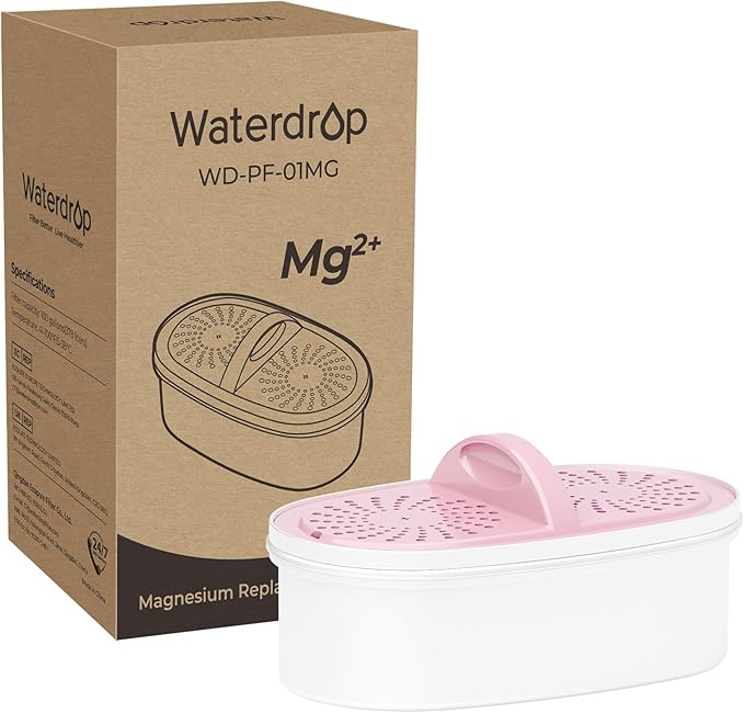 [Original] Waterdrop Magnesium Replacement Filters for All Waterdrop Pitcher and Dispenser, Reduces Chlorine, Odors, Improved Coffee Taste, Last Up to 2 Months or 100 Gallons (1 Pack)