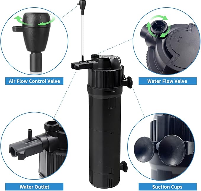 Aquarium Filter Fish Tank Filter with U-V Light, Submersible Aquarium Filter - Aquarium Filter for 40 to 120 Gallon Fish Tank, U-V Filter for Aquarium - AquaVibe