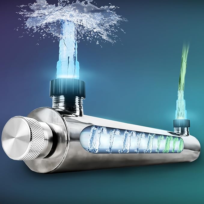 55W UV Light for Above Groud Pool Cold Plunge Aquarium Algae Control with UVC Bulb Stainless Steel Ultraviolet Green Water Machine Algae Remover for Pond