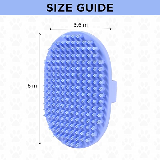 Dog Grooming Bath Brush, Pet Rubber Brush For Shower Scrubbing & Soothing Massage, Ideal for Long & Short Haired Dogs and Cats, Essential Puppy Grooming Accessories, Short Pins [We Love Doodles] - AquaVibe