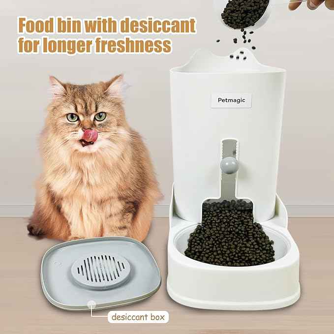 Gravity cat Feeder by Petmagic is a 3.6L Large-Capacity cat Food and Water Bowl Set. This Two-Piece Set is Suitable for pet Feeding, Including Small and Medium-Sized Dogs, Kittens.