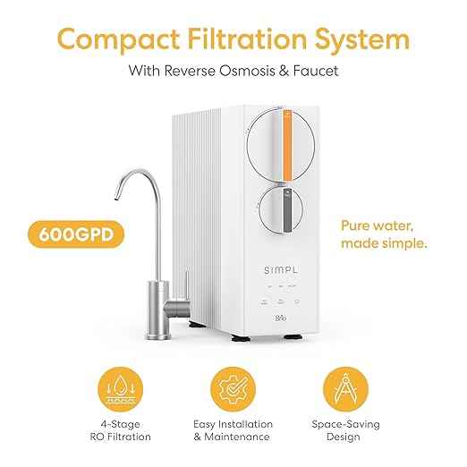 Brio SIMPL Reverse Osmosis Tankless Water Filter System for Clean Drinking Water | 4-Stage Undersink 0.0001 Micron RO Filtration | Reduces PFAS, Dirt, Rust, Chlorine, VOCs & Heavy Metals | 600 GPD