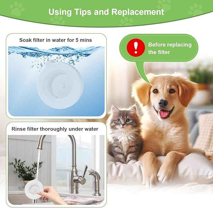 4 Pack Replacement Filters for 3L/3.6L/4.6L/6L/8L Gravity Pet Water Dispenser, Dog Water Filter Replacement, Triple Filtration Pet Fountain Filter, Water Feeder Filter for Cat and Dog