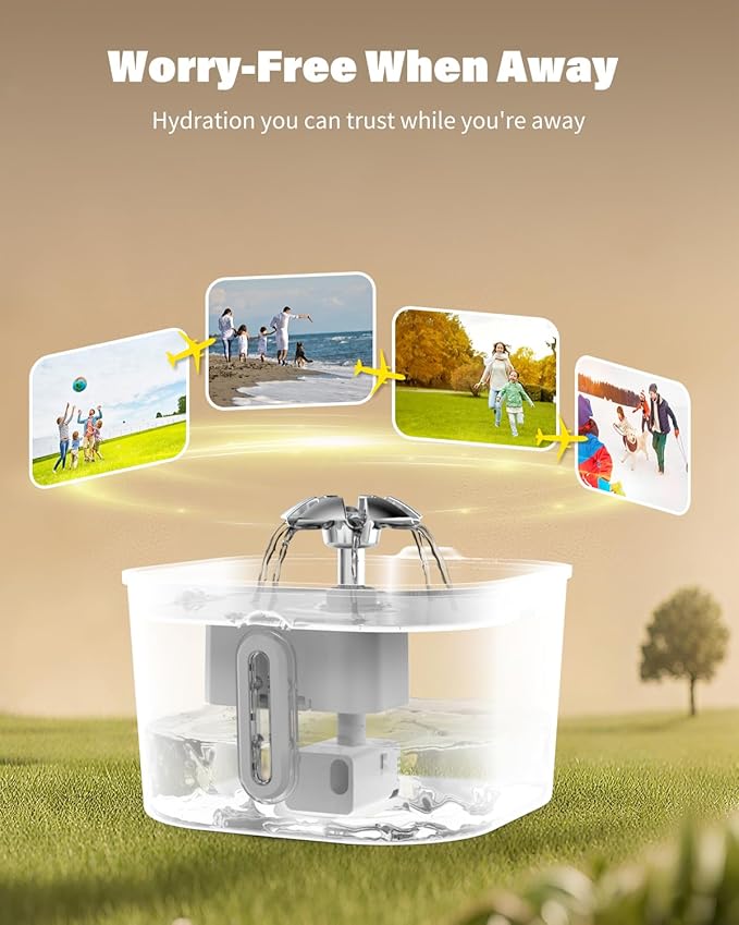 Cat Water Fountain Stainless Steel with 4 Filters & 4 Sponges, 74oz/2.2L Automatic Pet Drinking Fountain, Indoor Water Dispenser for Cats, Kittens, Small Dogs and Pets, Quiet Circulating Pet Fountain