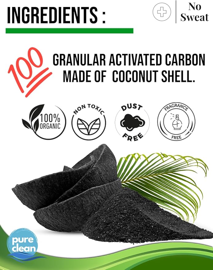 No Sweat Activated Carbon Cat Litter Odour Neutralizer- Made Of Coconut Shell -All Natural - None Chemical,Toxic Ingredients- Non-Scented-Planet Friendly-Disposable 10 Packs in One Box 250 GR - AquaVibe