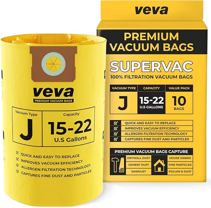10 Pack, 15-22 Gallon Filter Bags for Shop Vac Vacuum - Type J 90673 - High-Efficiency Vacuum Bags - AquaVibe