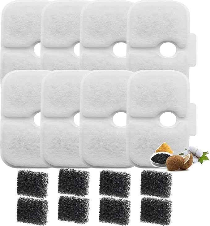 8 Pack Replacement Cat Water Fountain Filters Compatible with PETLIBRO Dockstream Fountains PLWF005 PLWF105 PLWF115 - for Ultra Quiet Pet Water Fountain