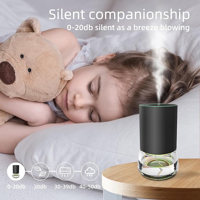 Waterless Essential Oil Diffuser 100ML Large Capacity Battery Powered Diffuser with 7 Colors LED Lights for Large Room Living Room Bedroom Office Aluminum Alloy