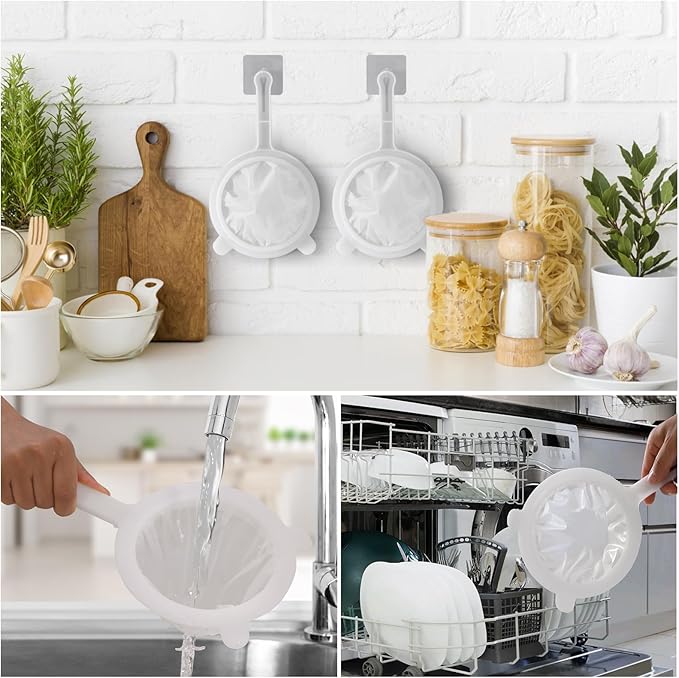 Premium Multi-Mesh Strainer Set, 4 Pack - 100/200/300/400 Mesh, Nylon & Plastic Fine Mesh Sieve for Tea, Coffe, Nut Milk, Juice, Broth, Smoothies, Reusable & Easy to Clean, Durable,Dishwarer Safe