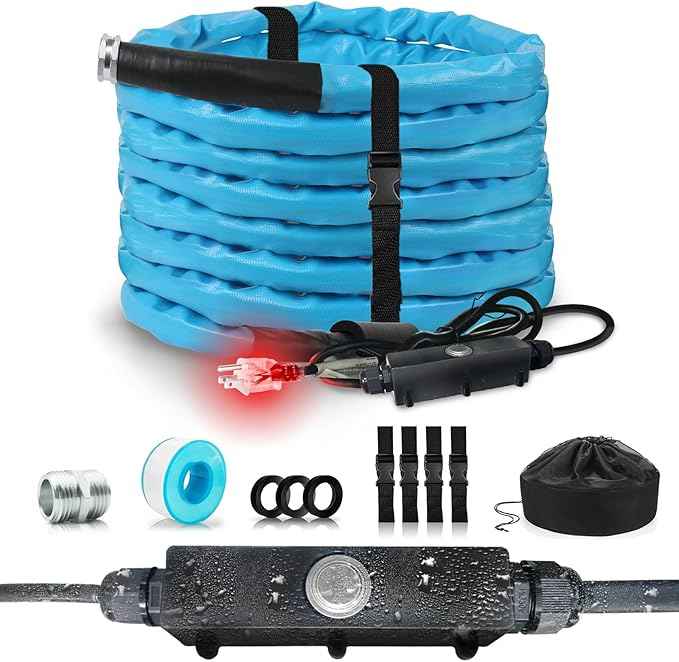 Cupohus Heated RV Water Hose 75FT x 5/8"ID - Freeze Proof to -45℉, Self-Regulating, Safe for Drinking Water - Prevents Frozen & Burst Pipes for Winter Camping, Easy Setup, 110-120V